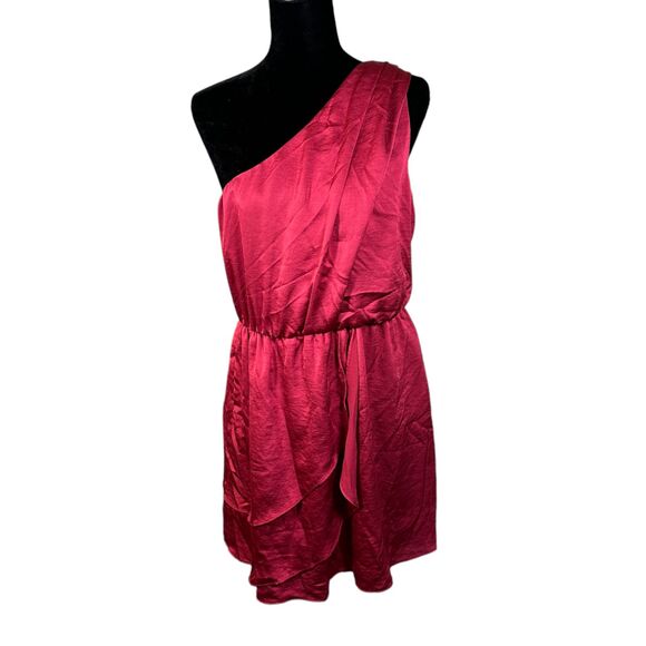 BCBGeneration One-Shoulder Dress in Red Berry Size 10 NEW with Tags - Picture 3 of 6